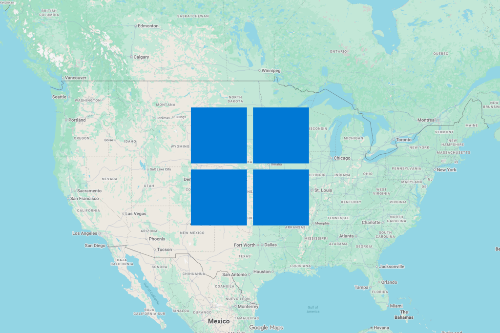 Windows logo superimposed over a map of the United States (Jan 2026)