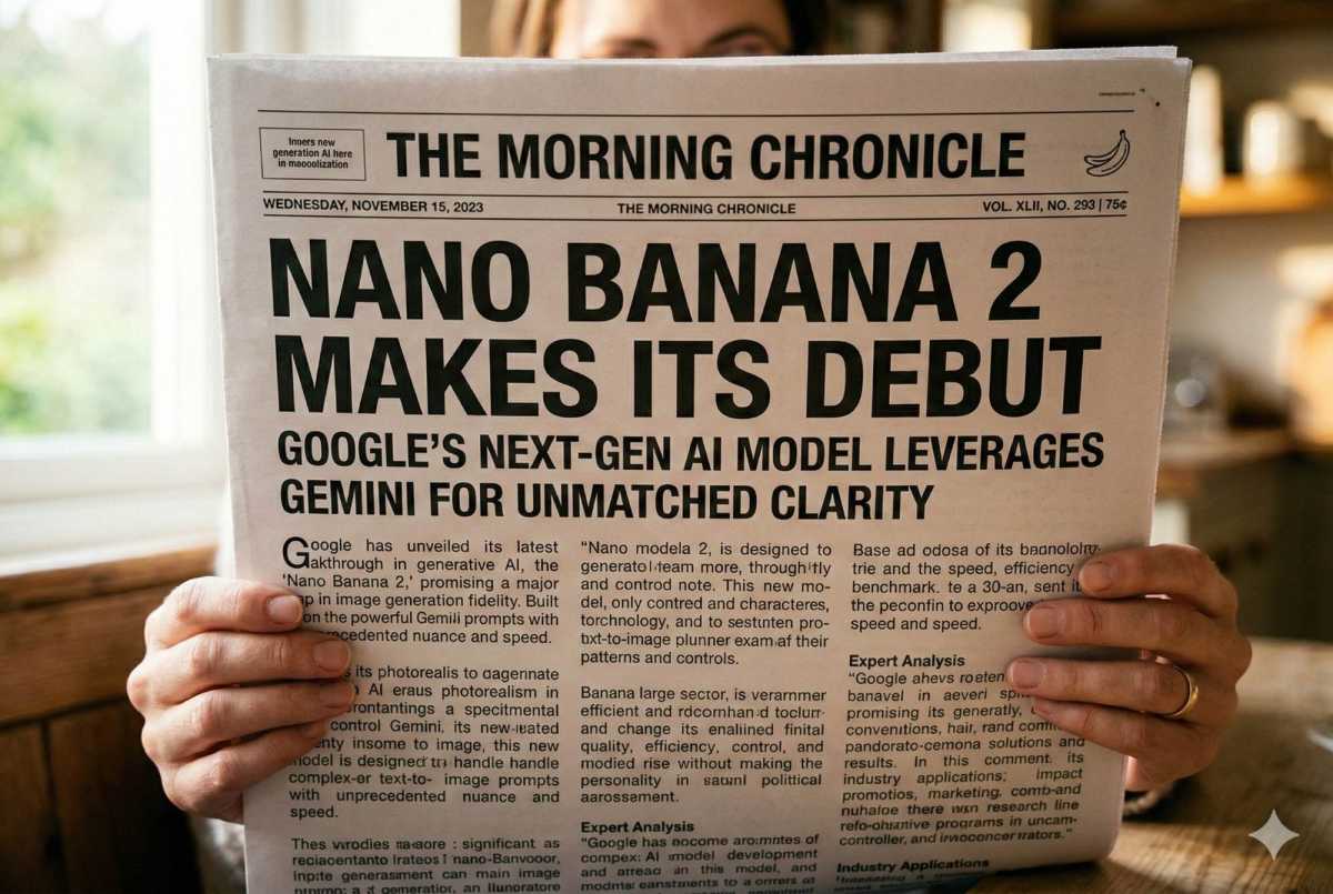 Gros plan sur le journal Nano Banana 2