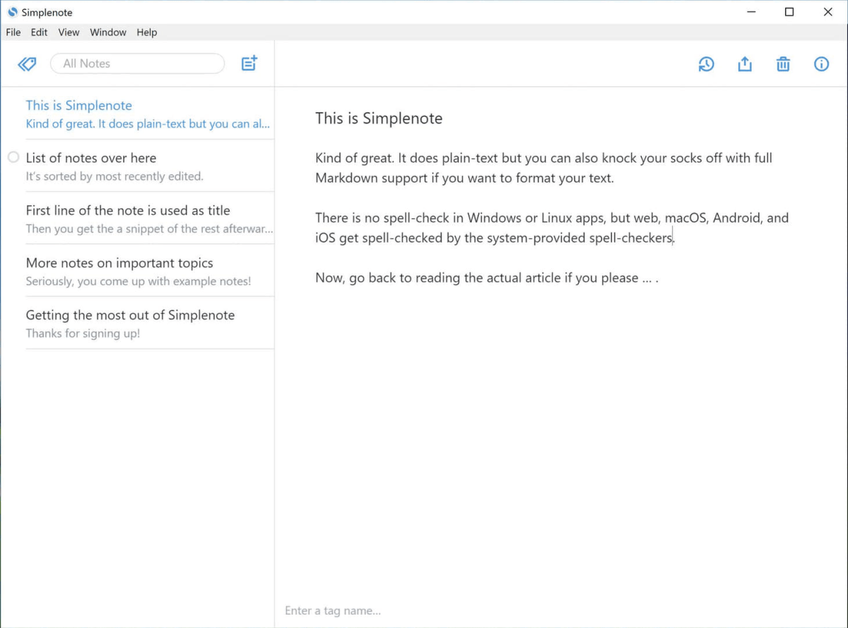 Capture d'écran de Simplenote