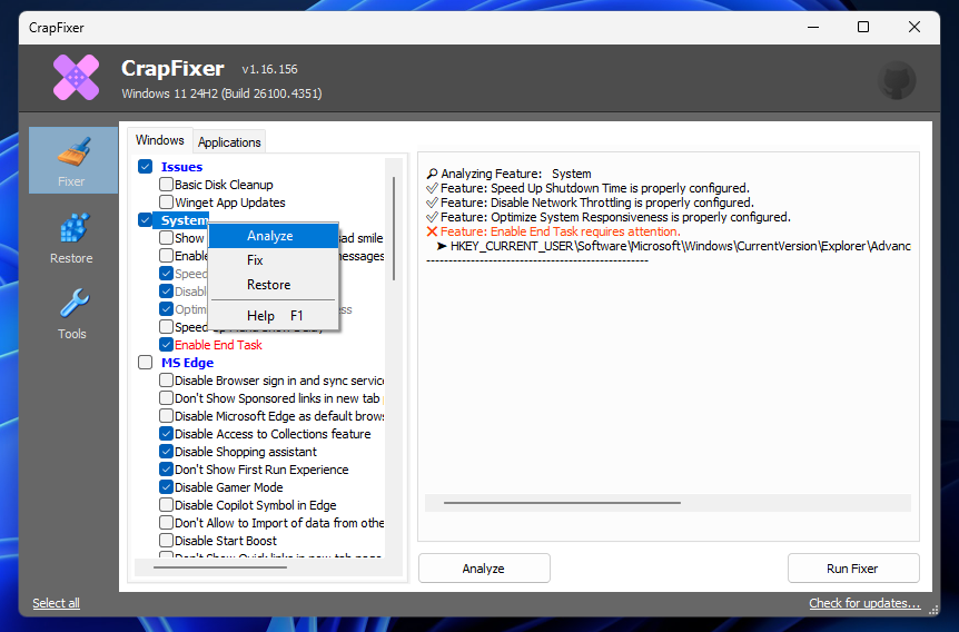 Capture d'écran de CrapFixer