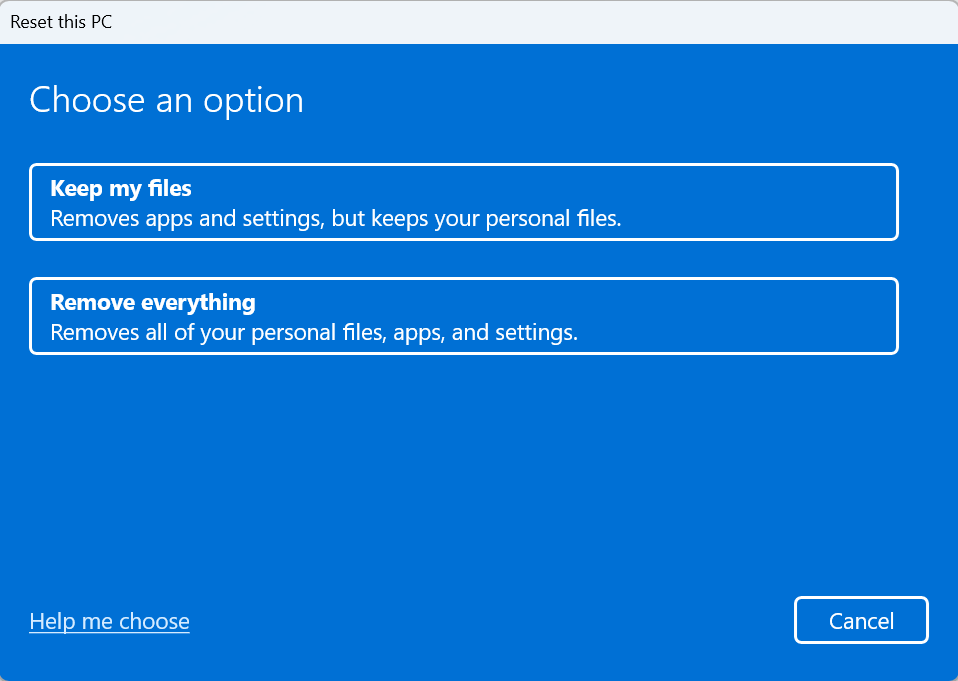 Windows réinitialiser le PC