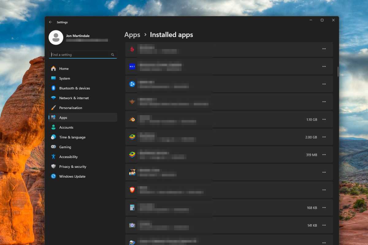 Capture d'écran de nombreuses applications installées par des bloatwares