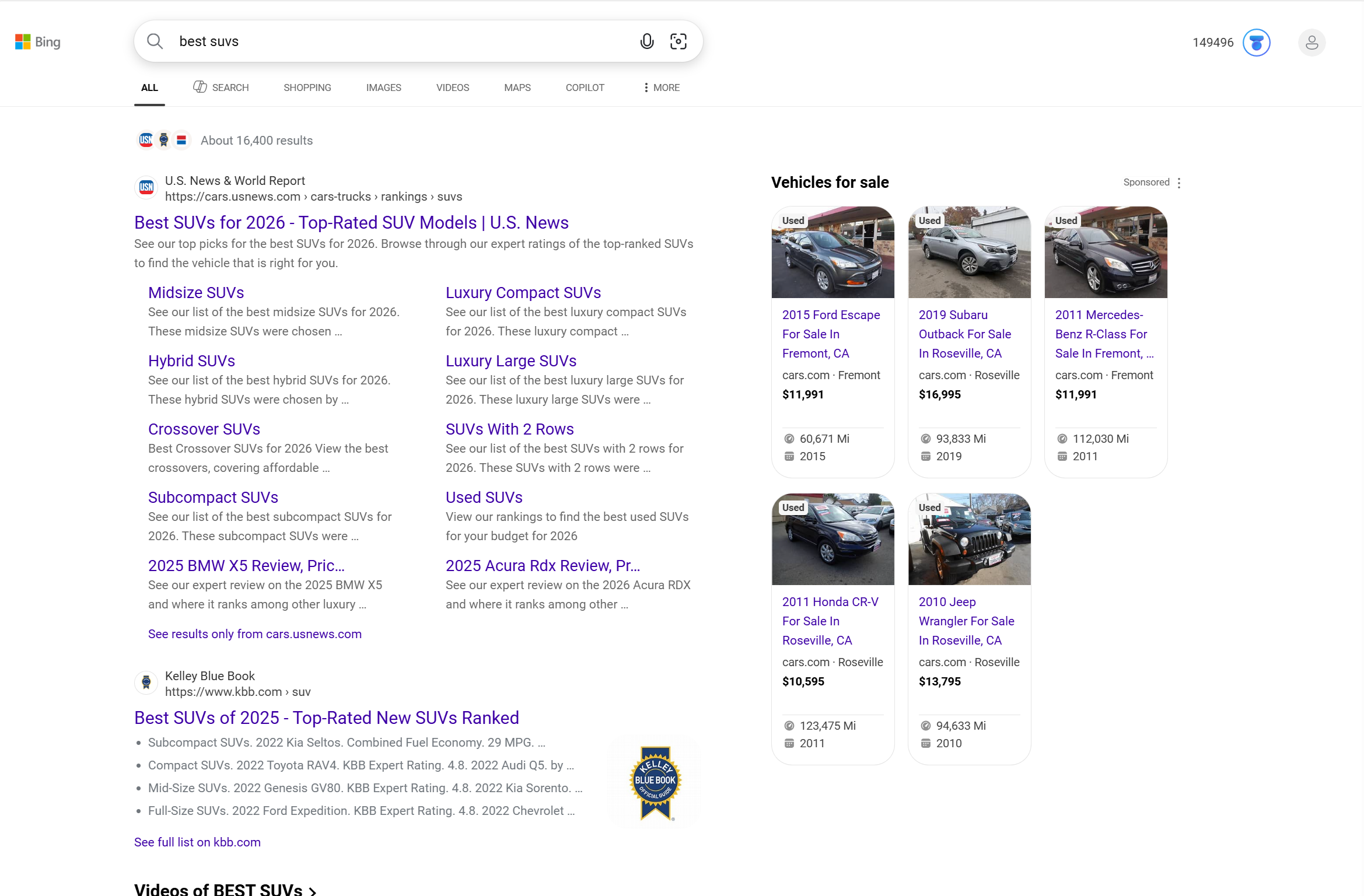 Bing meilleurs SUV