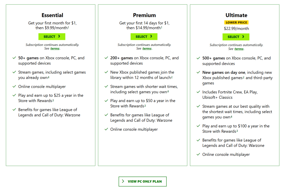 Nouveaux tarifs Xbox Game Pass pour 2026