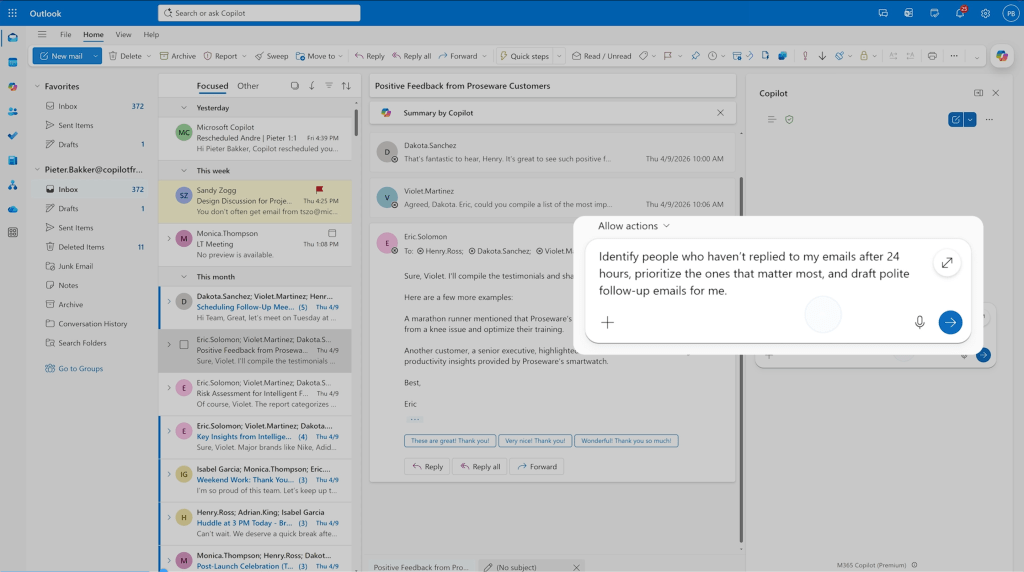 Outlook write AI email