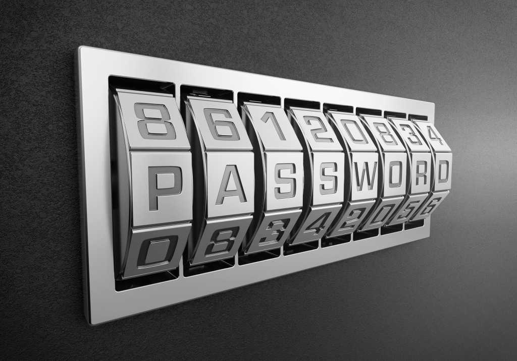the word password spelled out on padlock-like dials