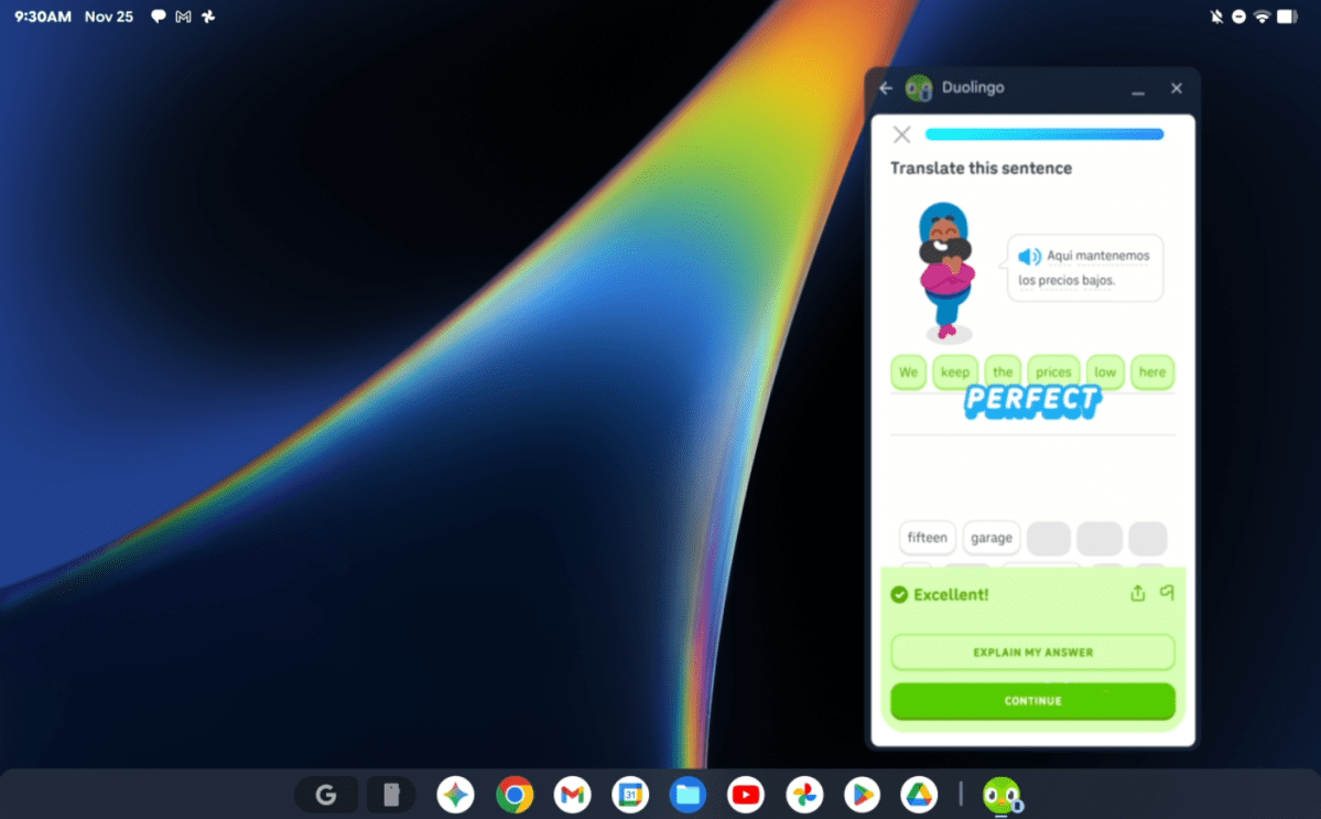 Livre Google exécutant Duolingo Cast depuis un téléphone