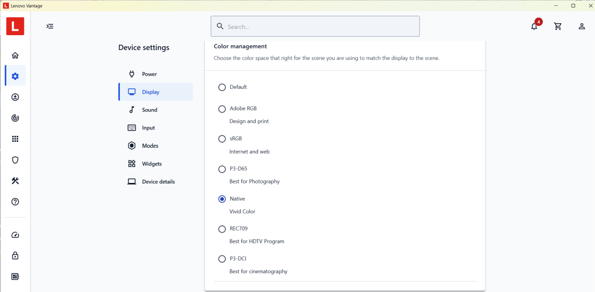 Gestion des couleurs de l'application utilitaire