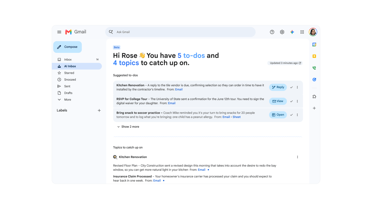 Boîte de réception Gmail IA