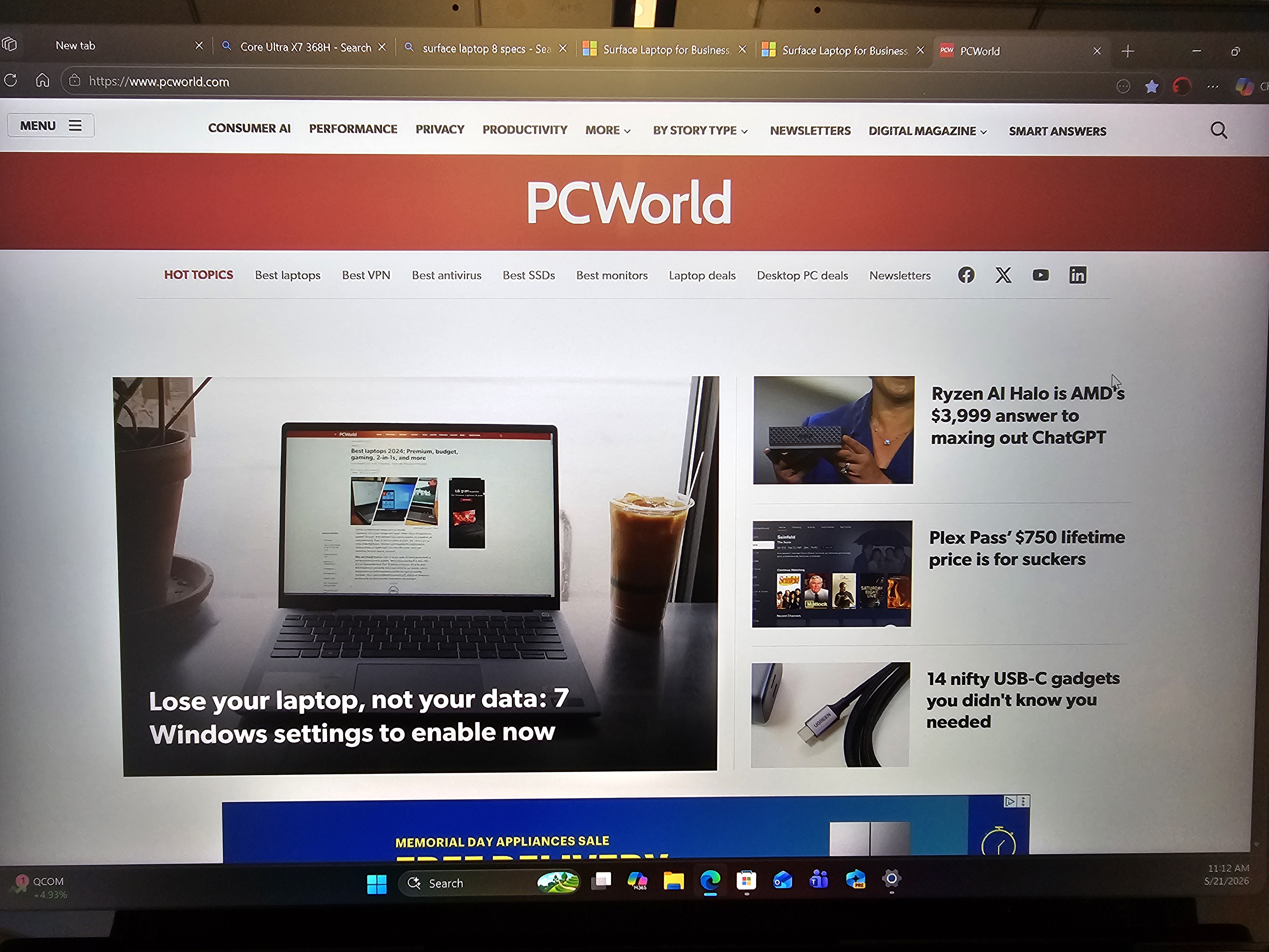 Bouclier de confidentialité Surface Laptop 8 sur l'avant