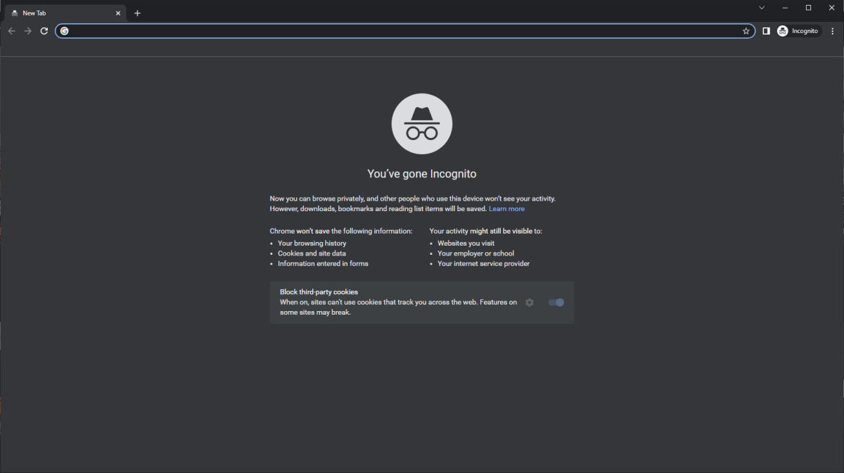 Fenêtre de navigation privée Chrome