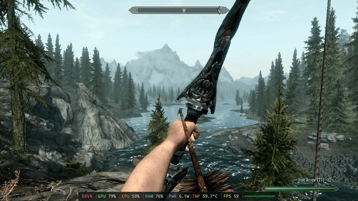 Skyrim fonctionnant sur GameHub