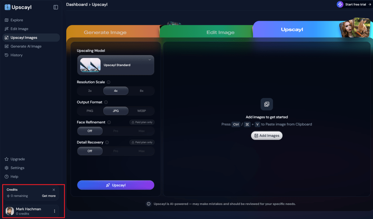 Modèle cloud de migration d'image Upscayl
