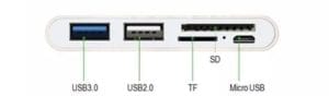 Vue des différents connecteurs USB 2.0 Et USB 3.0