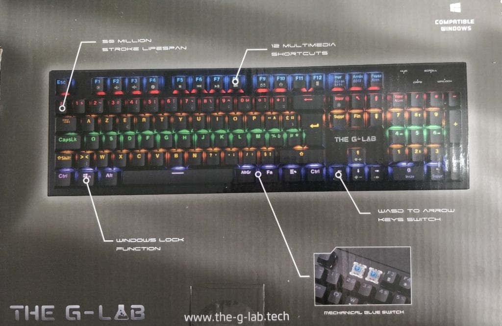 Vue de la face arrière de la boite du clavier G-Lab Keyz Carbon2
