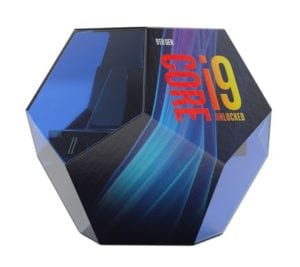 Vue de la boite du processeur Intel Core i9-9900K
