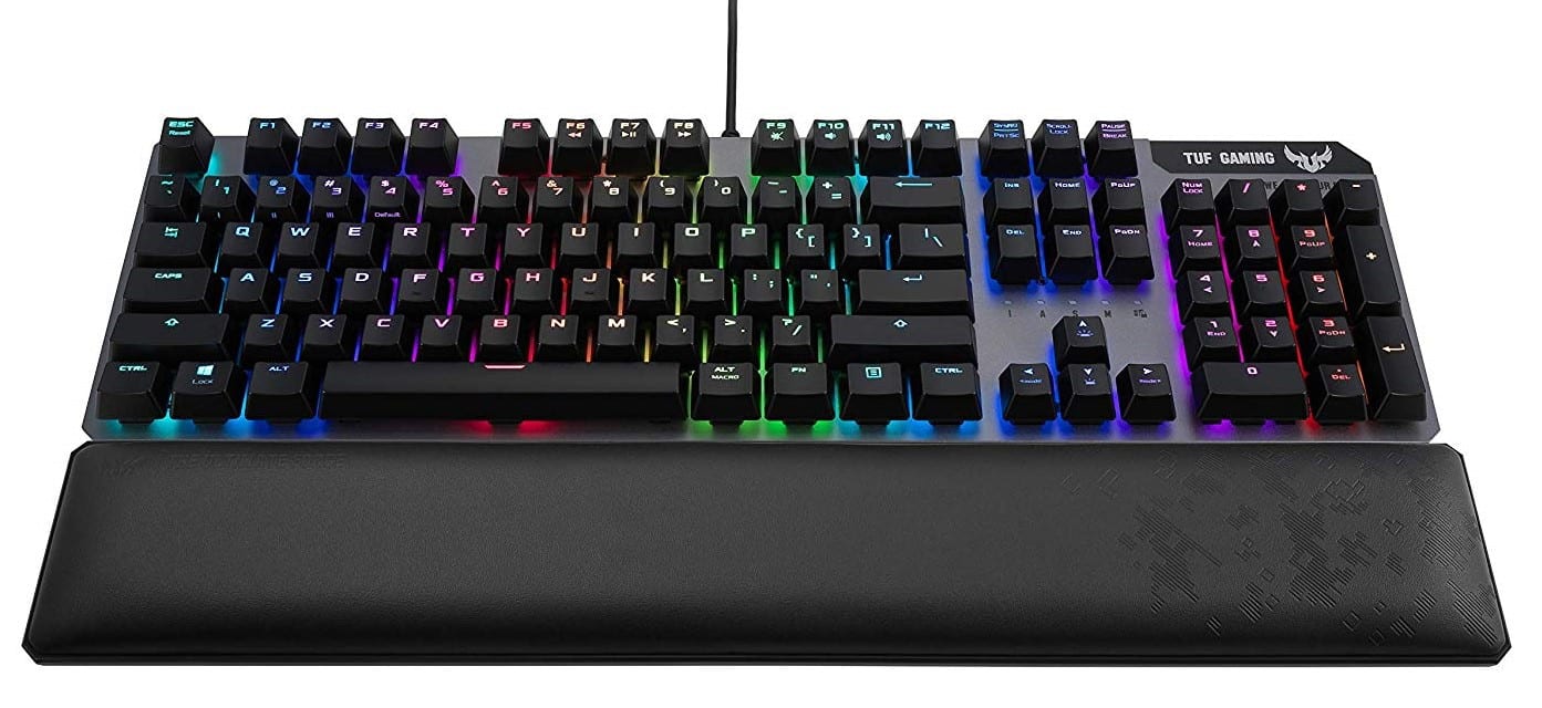 Vue du clavier Asus Tuf K7 RGB