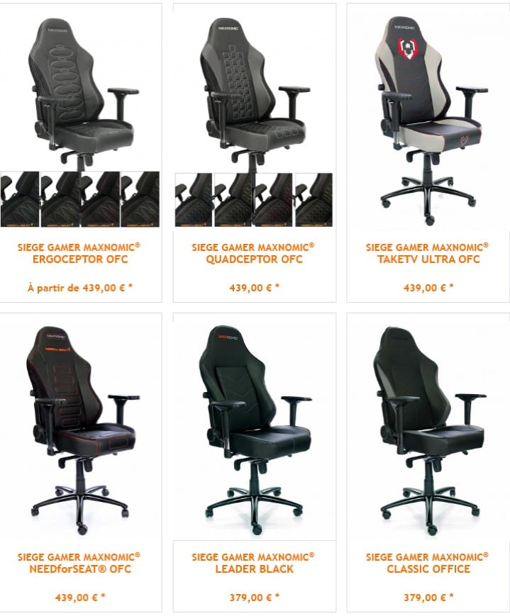 Vue des fauteuils Needforseat de la gamme office
