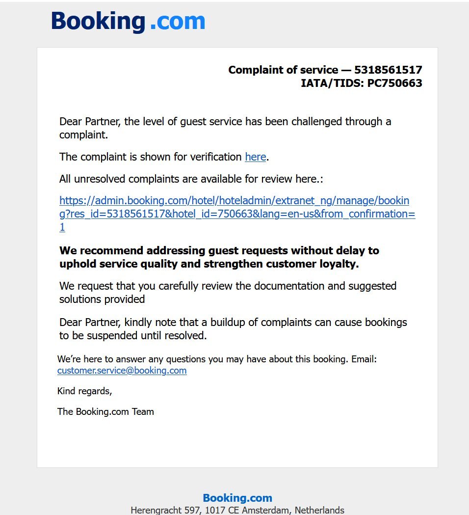 E-mail de phishing sur booking.com