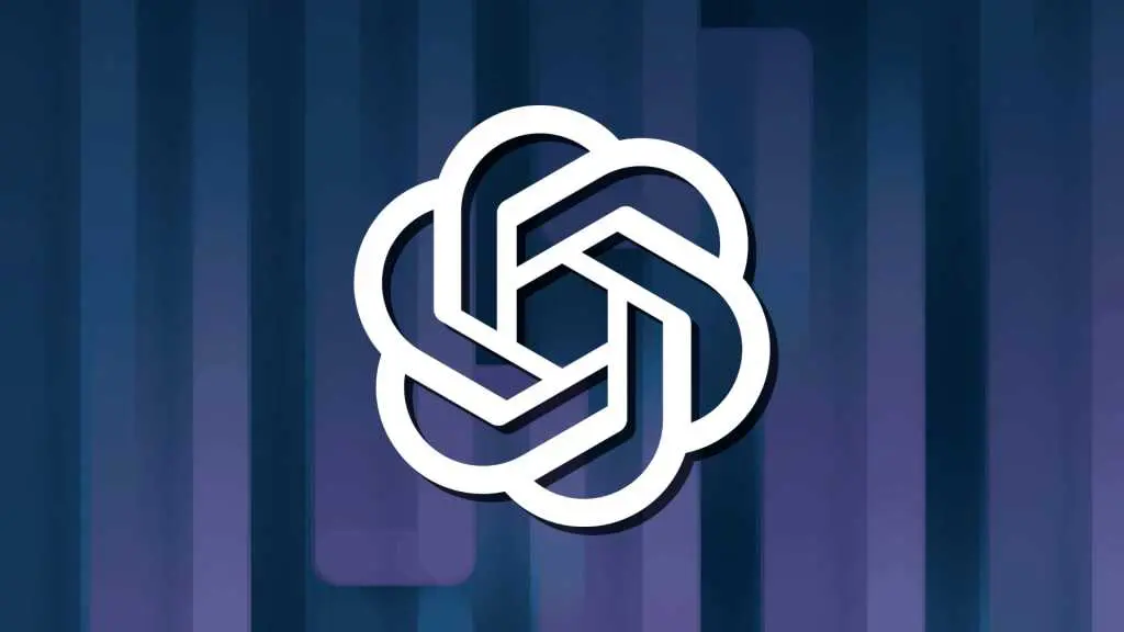 OpenAI logo icon on an abstract purple black background