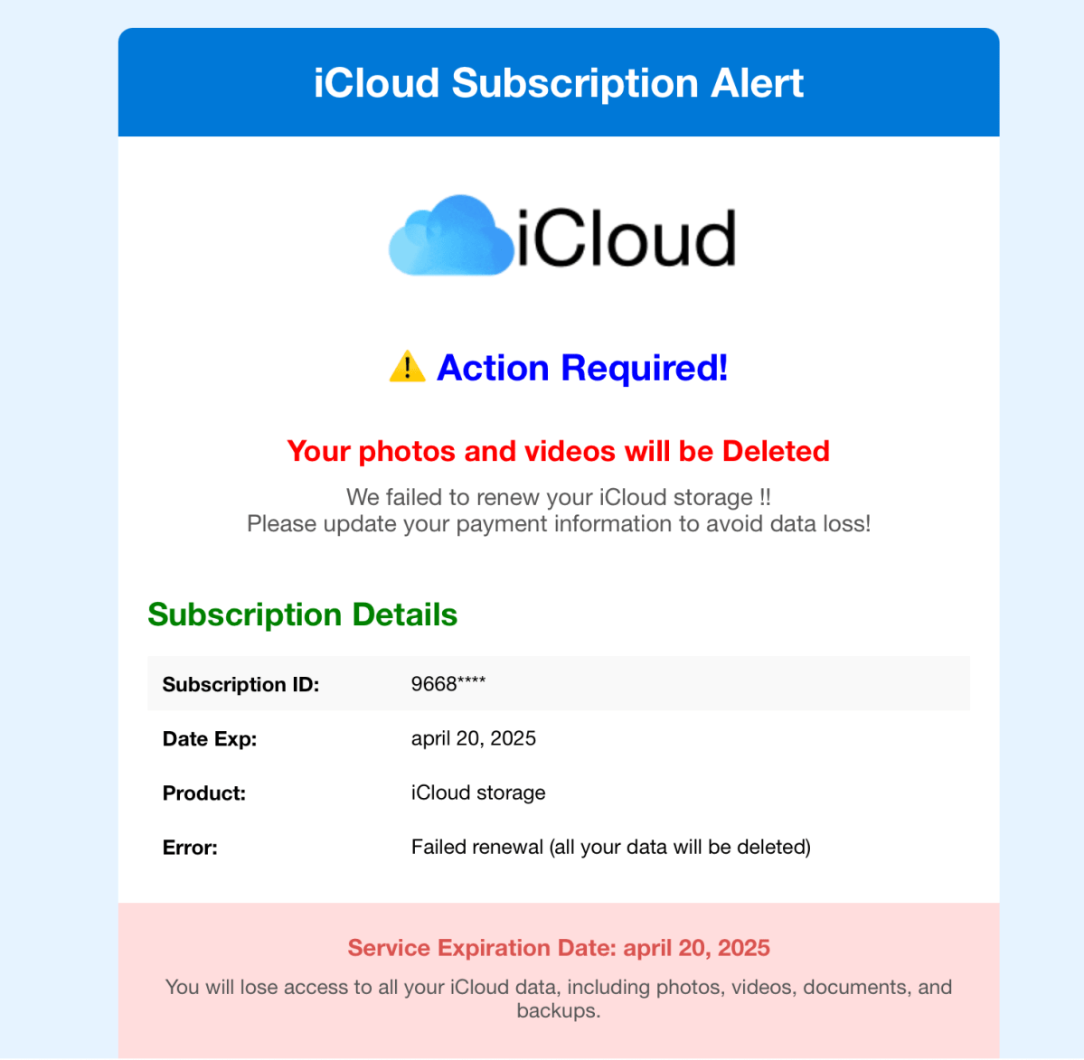Phishing-Mails Mit der Warnung Zum iCoud-Account im Umlauf