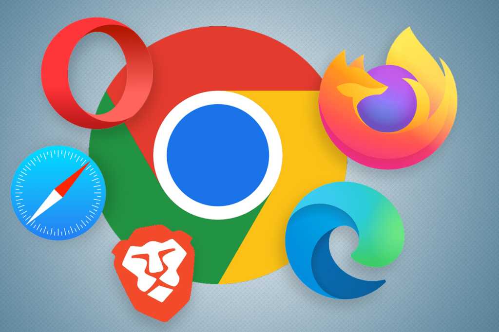 Google Chrome logo surrounded by other web browser logos