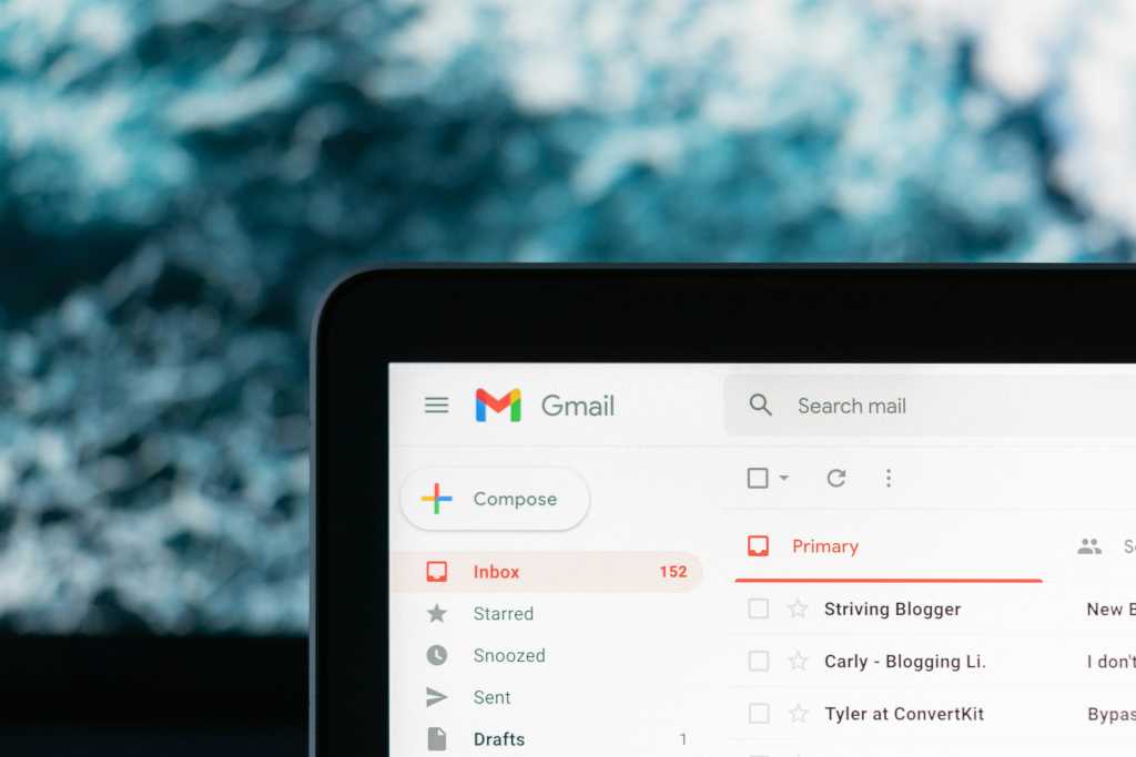 Gmail inbox on a laptop