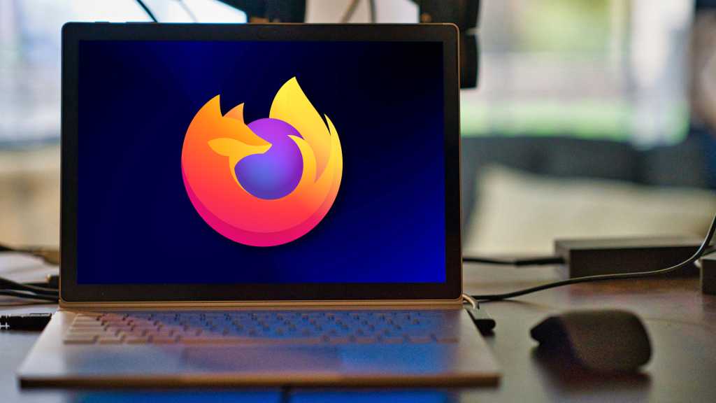 Firefox logo on a Windows laptop screen
