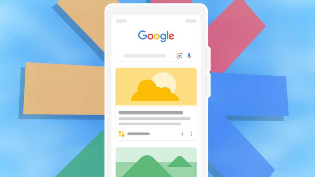 Google Discover illustration on top of Google Discover logo