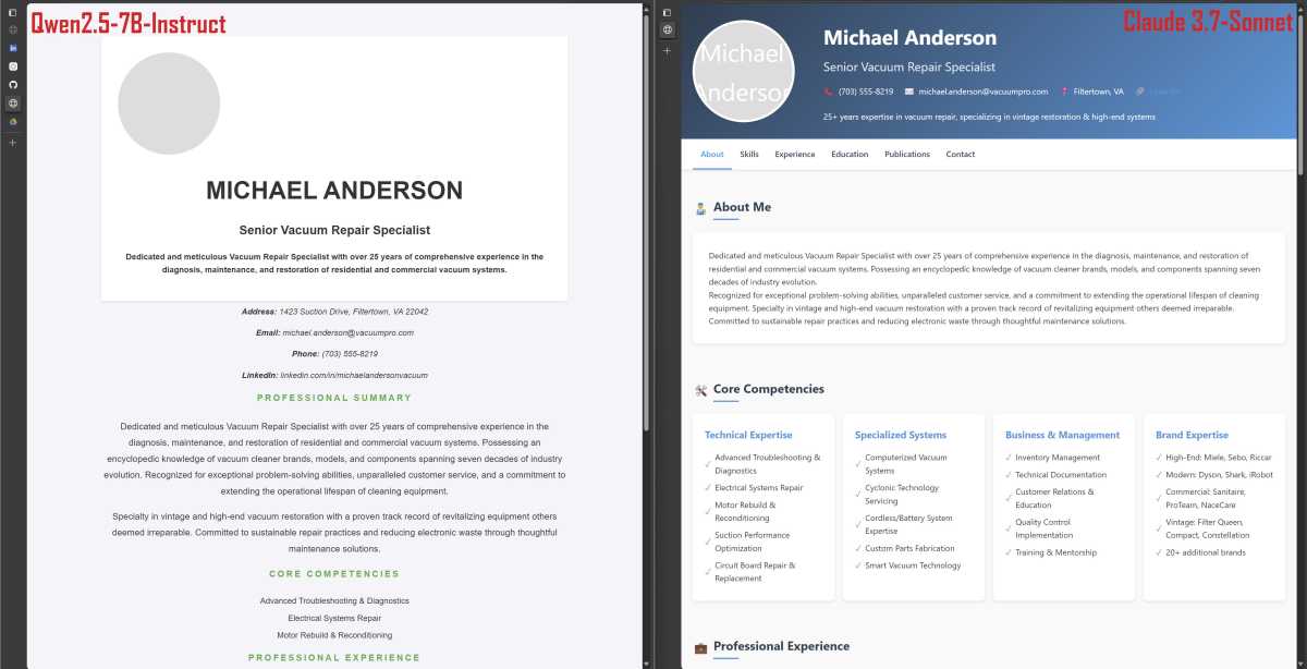 Comparaison de la capture d'écran de Qwen et Claude