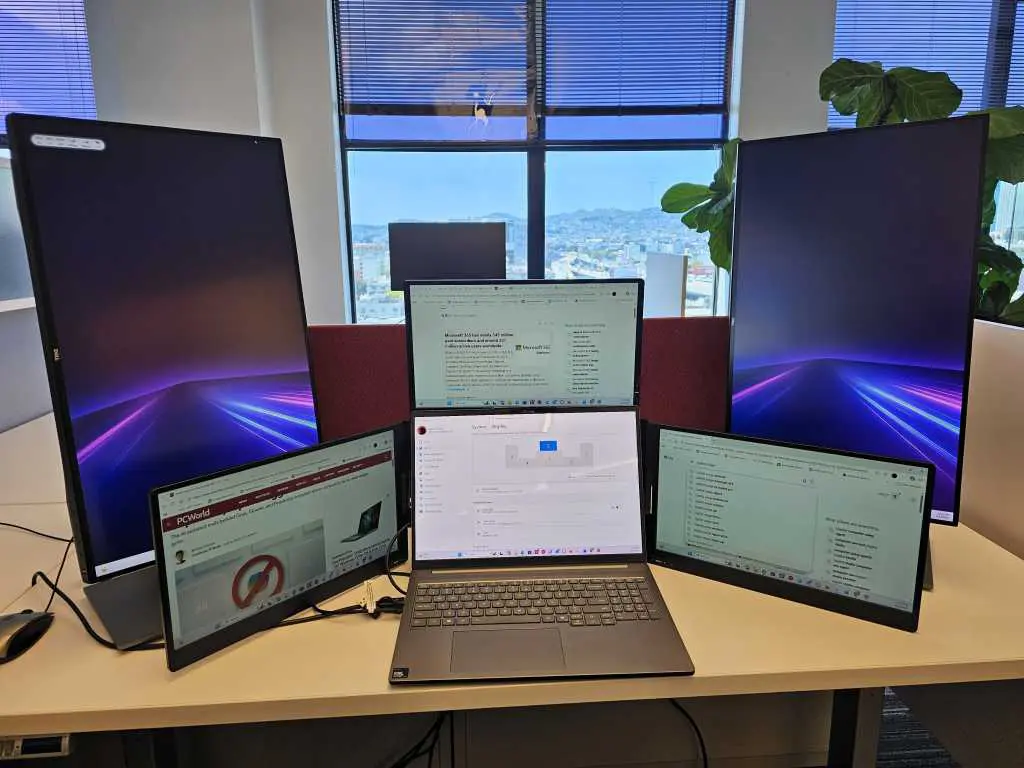 Five displays at the SF office