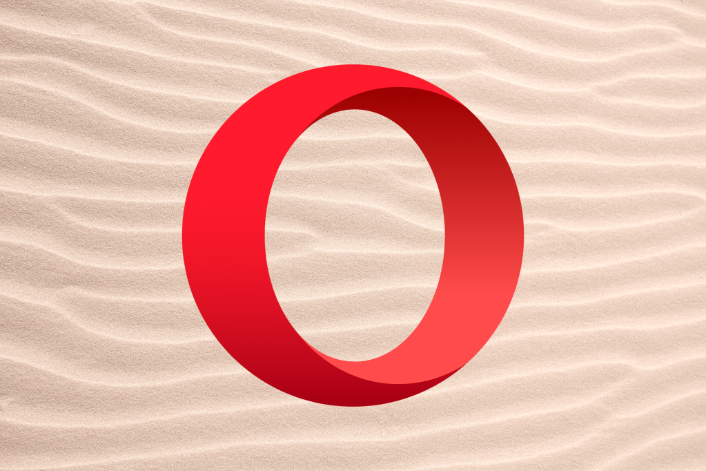 Opera icon on a beige sand background