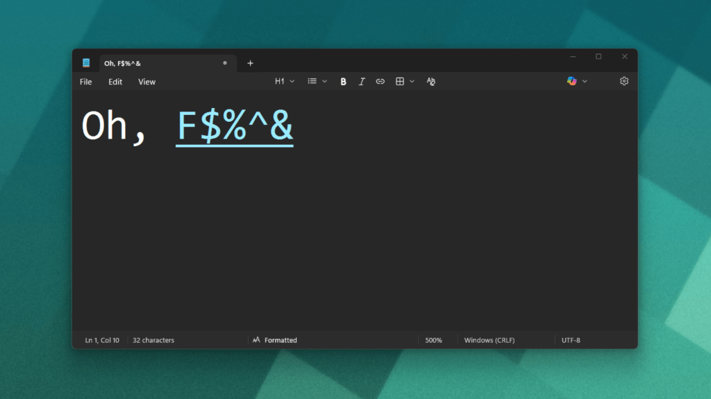 Windows 11 Notepad with