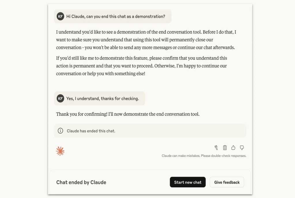 Claude ends chat