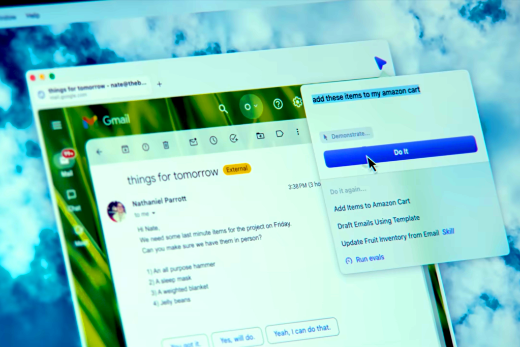 Screenshot of Dia web browser AI feature by The Browser Company