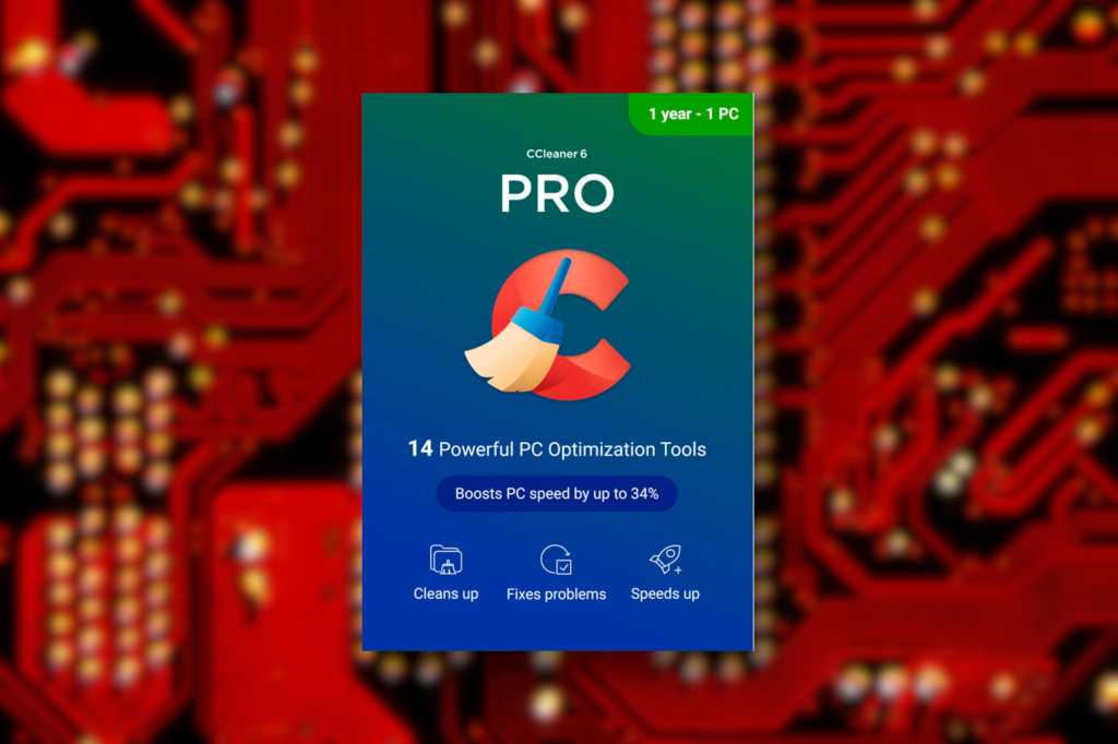 CCleaner Professional 6 one-year license on circuit board background