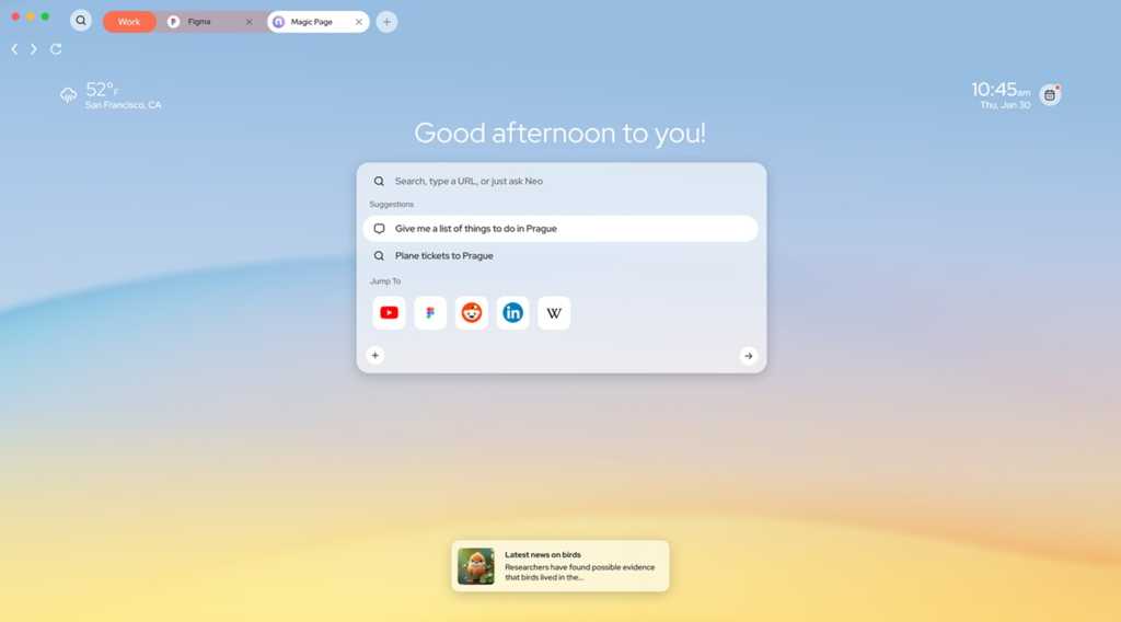Norton Neo AI browser example