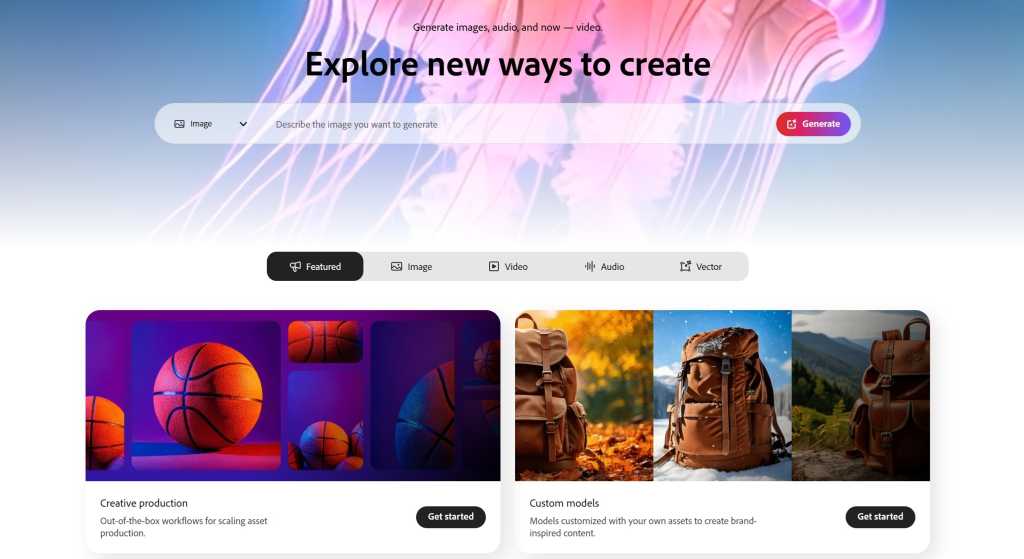 Adobe Firefly home page 2025