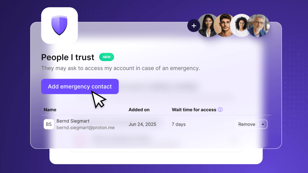 Proton account Emergency Access feature promo