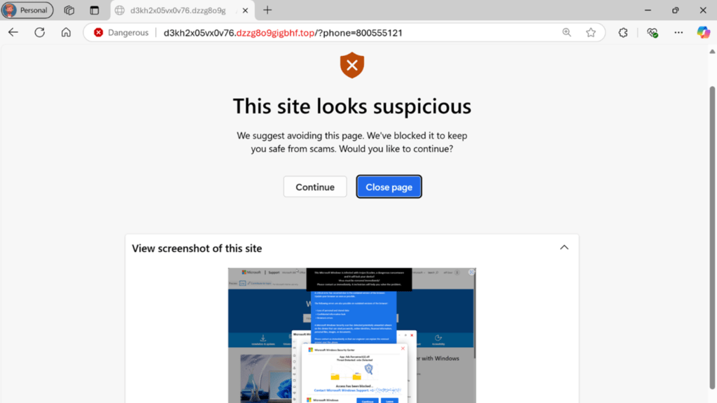 Microsoft Edge scareware blocker