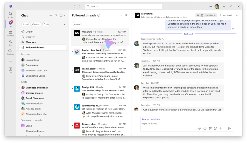 microsoft teams threads