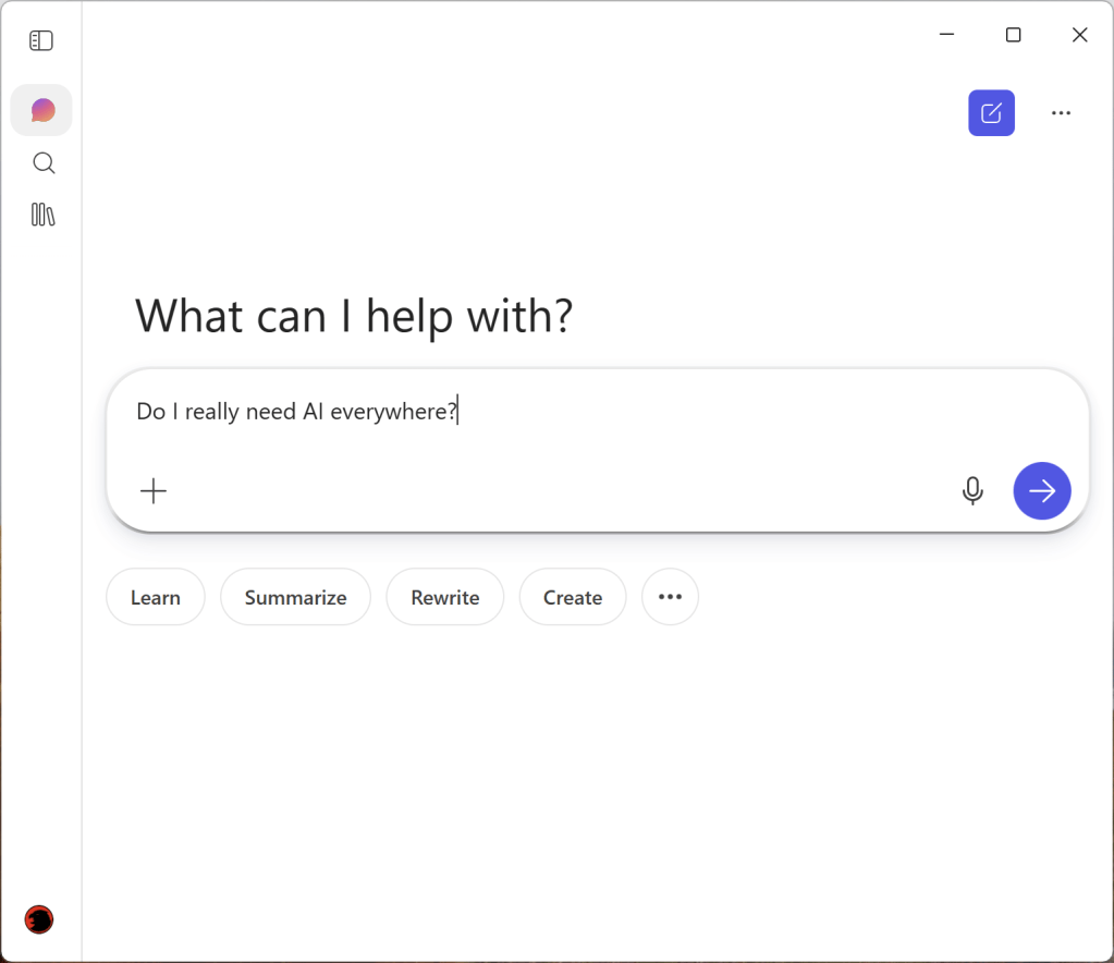 Microsoft Copilot prompt box