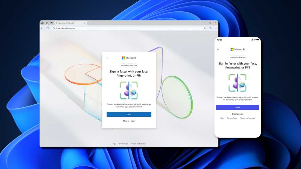 Microsoft account login experience passwordless passkeys
