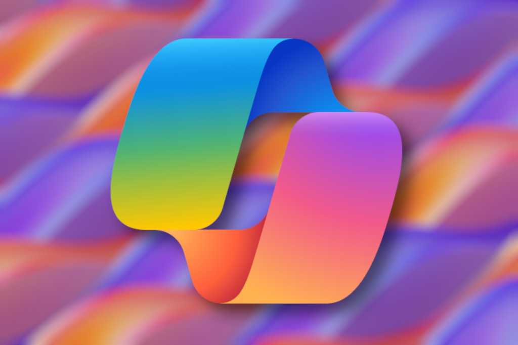 Microsoft Copilot logo on colorful abstract background