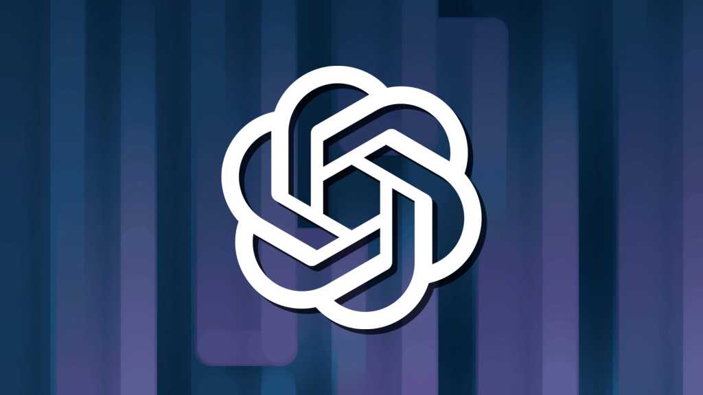 OpenAI logo icon on an abstract purple black background