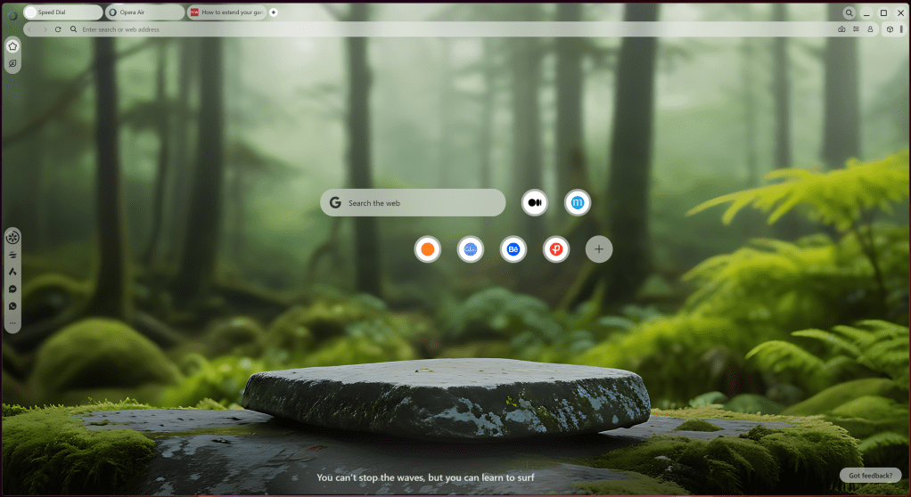 Opera AIr browser home