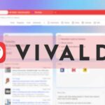 Vivaldi logo on top of browser screenshot