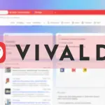 Vivaldi logo on top of browser screenshot