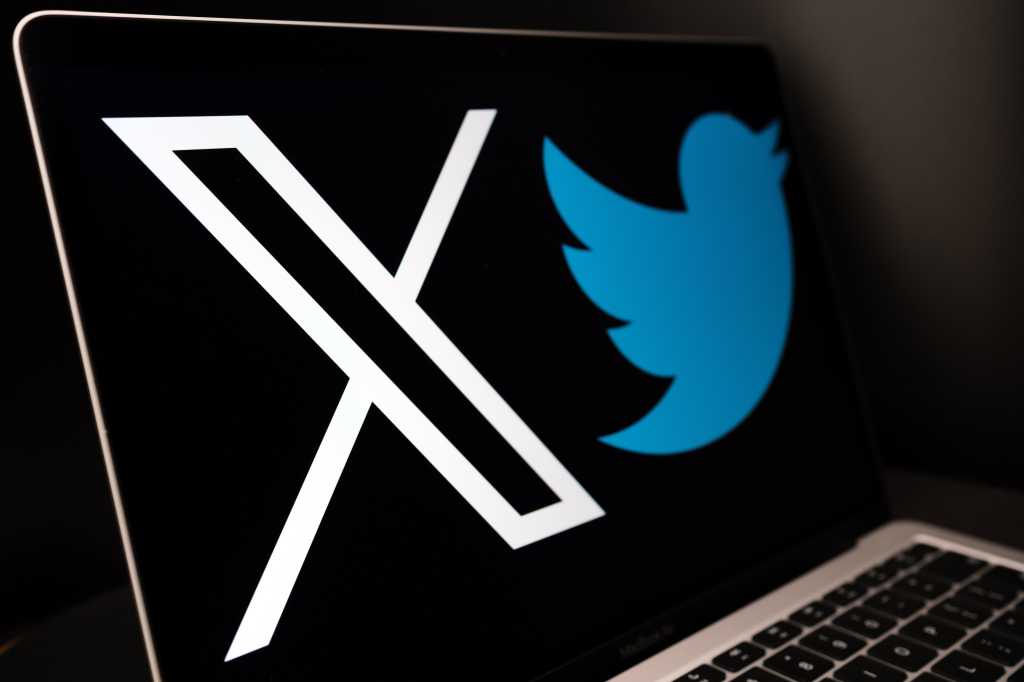 X Twitter logos on black laptop screen hero