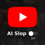 YouTube logo with AI slop toggle